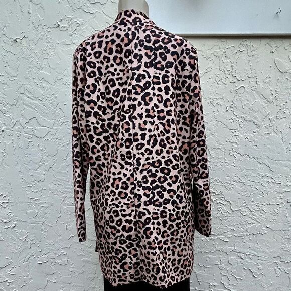Fashion Jacket Women’s Size Large Leopard Print ￼Knee Length Lined Small Collar - Picture 7 of 13